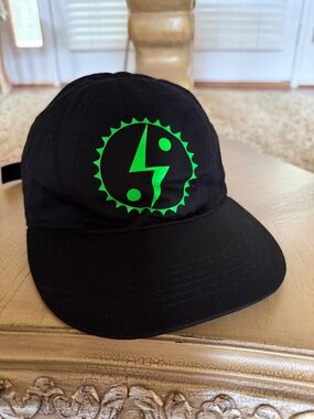 Stella McCartney Tom Tosseyn Logo Baseball Cap Black Neon Green Adj M NWOT
